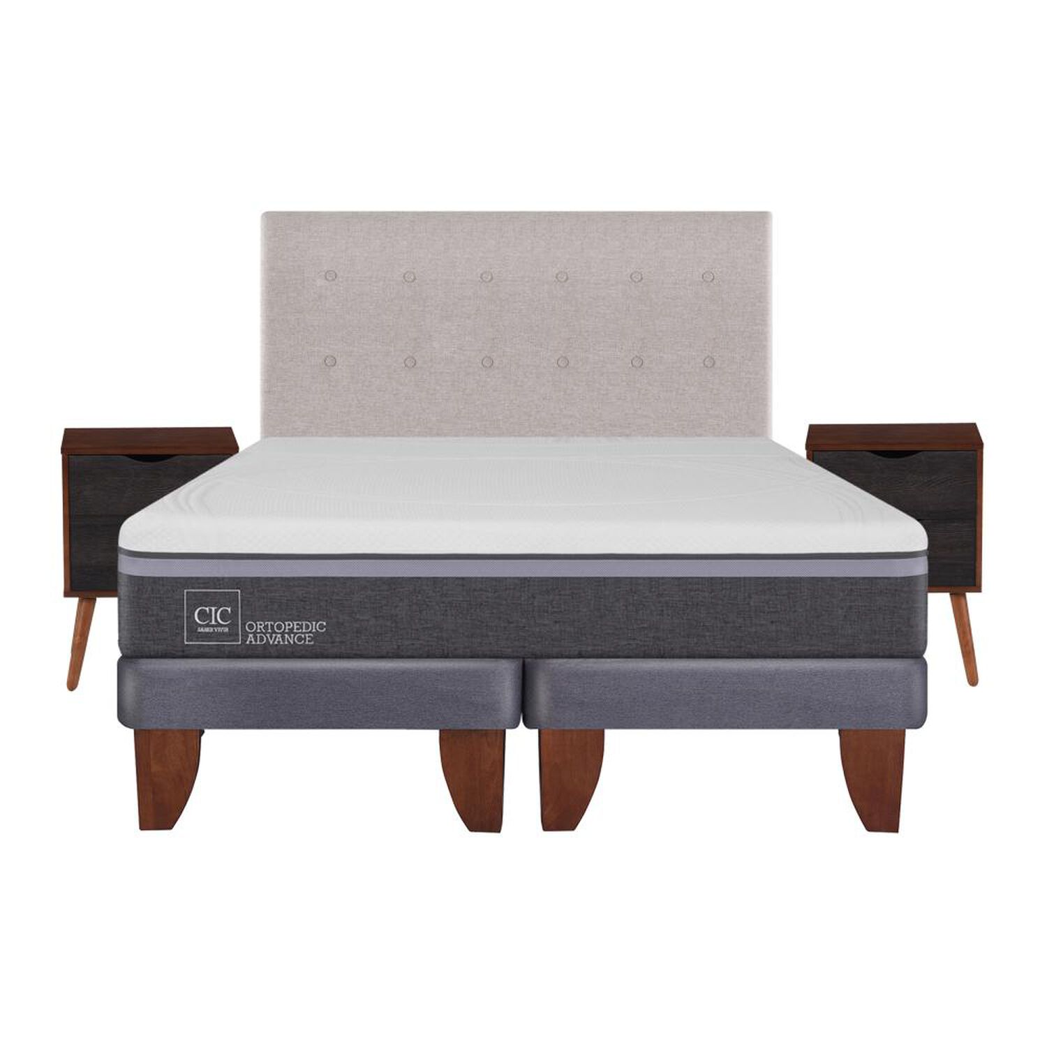 Cama Europea Cic Ortopedic Advance / 2 Plazas / Base Dividida + Set De Maderas image number 0.0