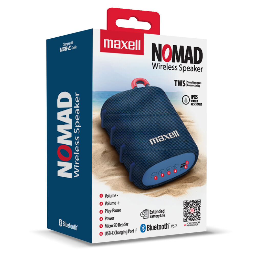 Parlante Bluetooth Portátil Maxell Nomad Tws 15 Hr Ipx5 Azul image number 2.0