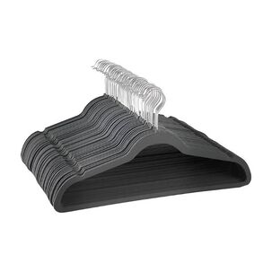 Pack 50 Colgadores Ganchos Ropa Negro Antideslizante Flocado