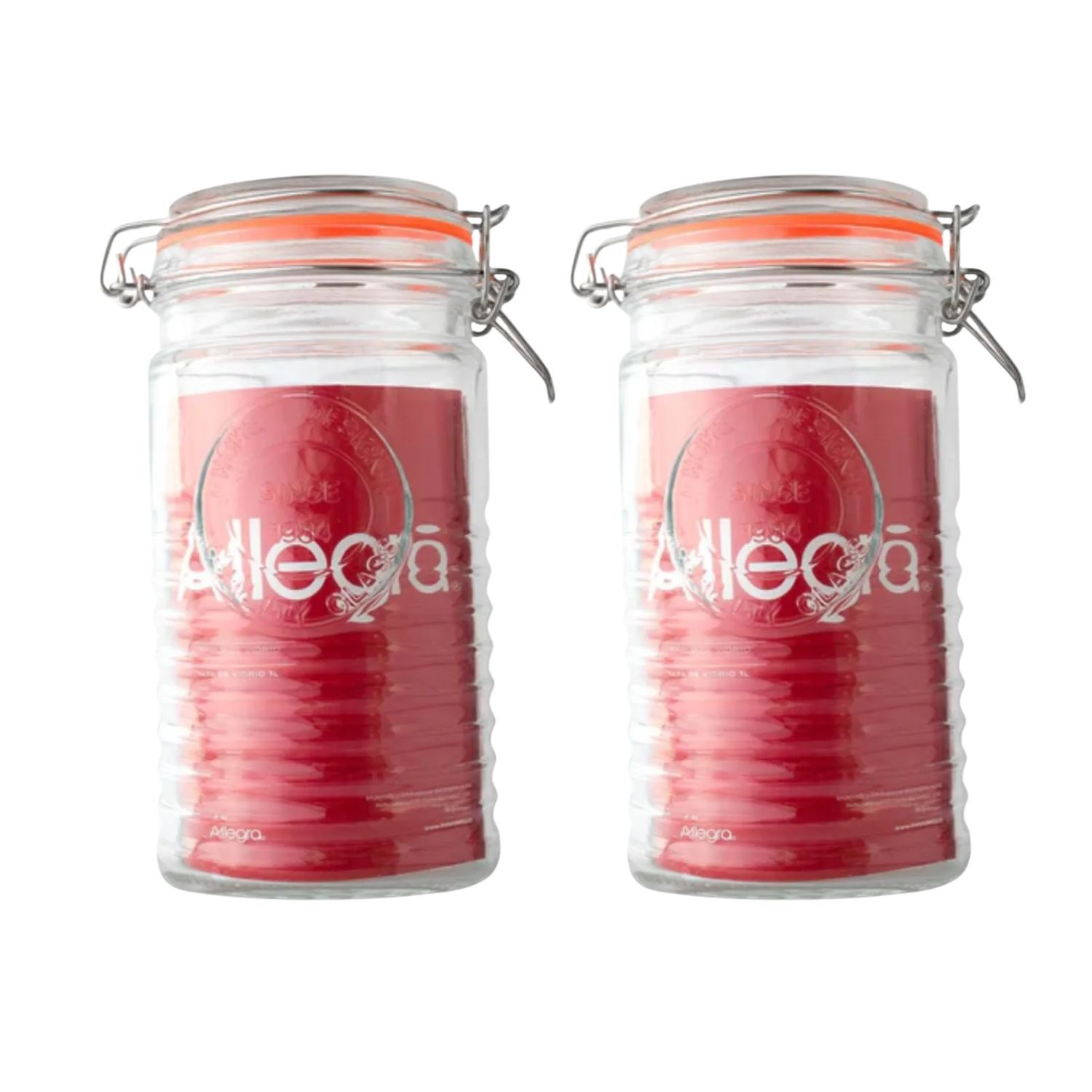 Set 2 Frascos Con Tapa De Vidrio Hermetica De 1000ml Allegra image number 0.0
