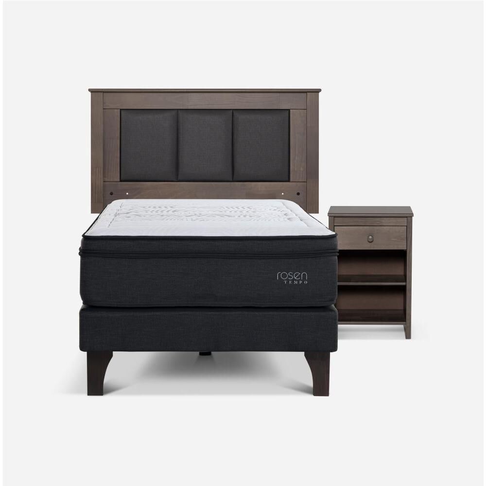 Cama Europea Rosen Tempo / 1.5 Plazas / Base Normal + Set De Maderas image number 0.0