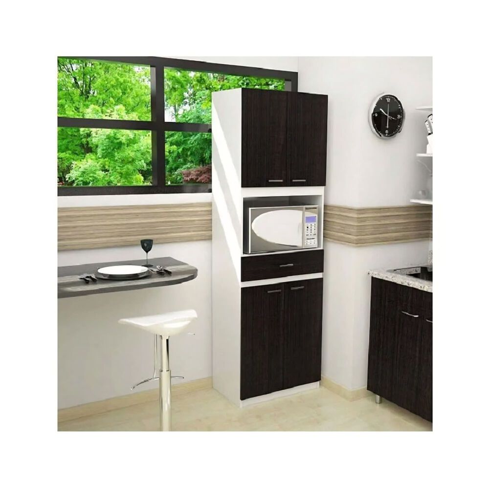 Mueble Microondas 4 Puertas 1 Cajon Fm-014b Negro Y Blanco image number 6.0