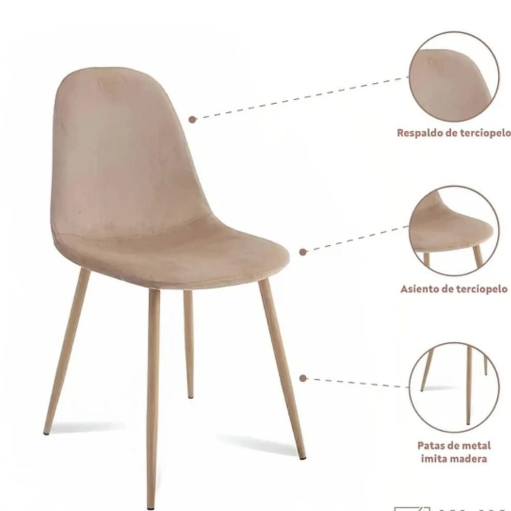 Silla Scoop Wood Velvet Beige image number 2.0