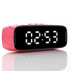 Parlante Bluetooth Inalámbrico Relojalarma Tipo Espejo Rojo