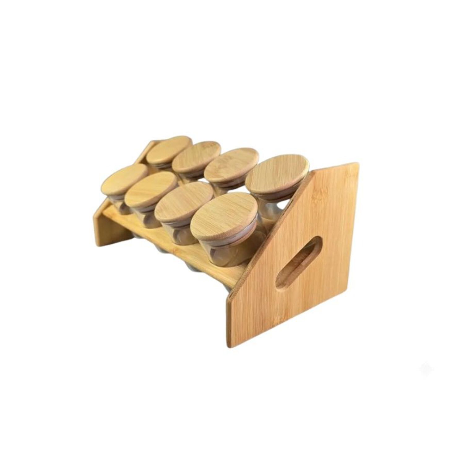 Set 8 Frascos Condimenteros Rack Estante Bamb&uacute; Cocina image number 0.0