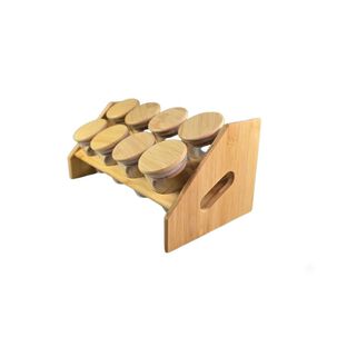 Set 8 Frascos Condimenteros Rack Estante Bamb&uacute; Cocina