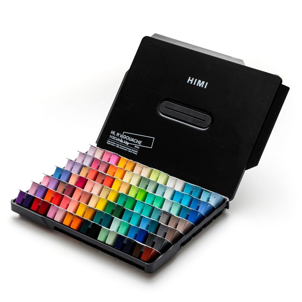 Himi Set Gouache 112 Colores Twin Cup 12g Estuche Negro image number 1.0
