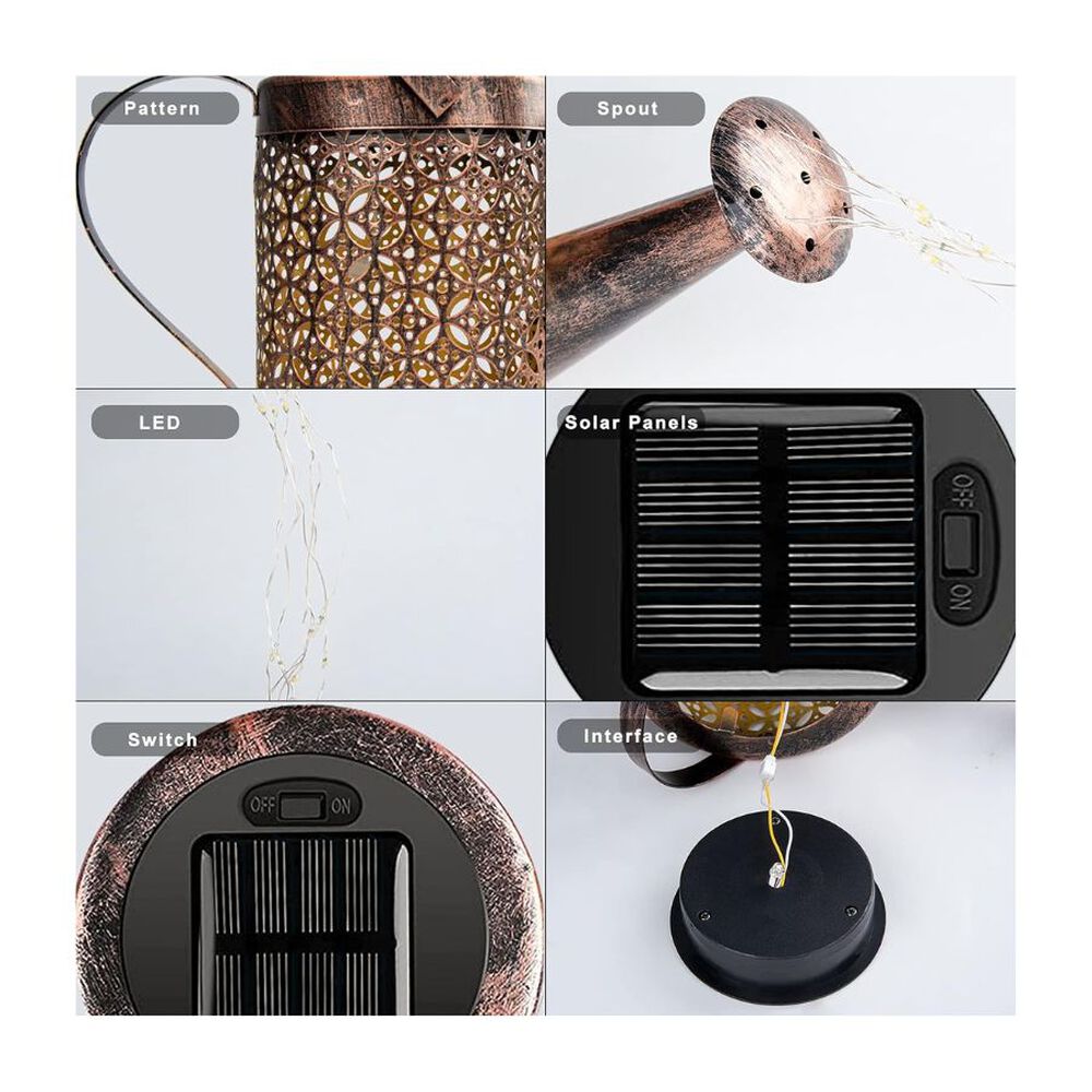 Lampara Solar De Exterior Decorativa Retro De Metal image number 4.0