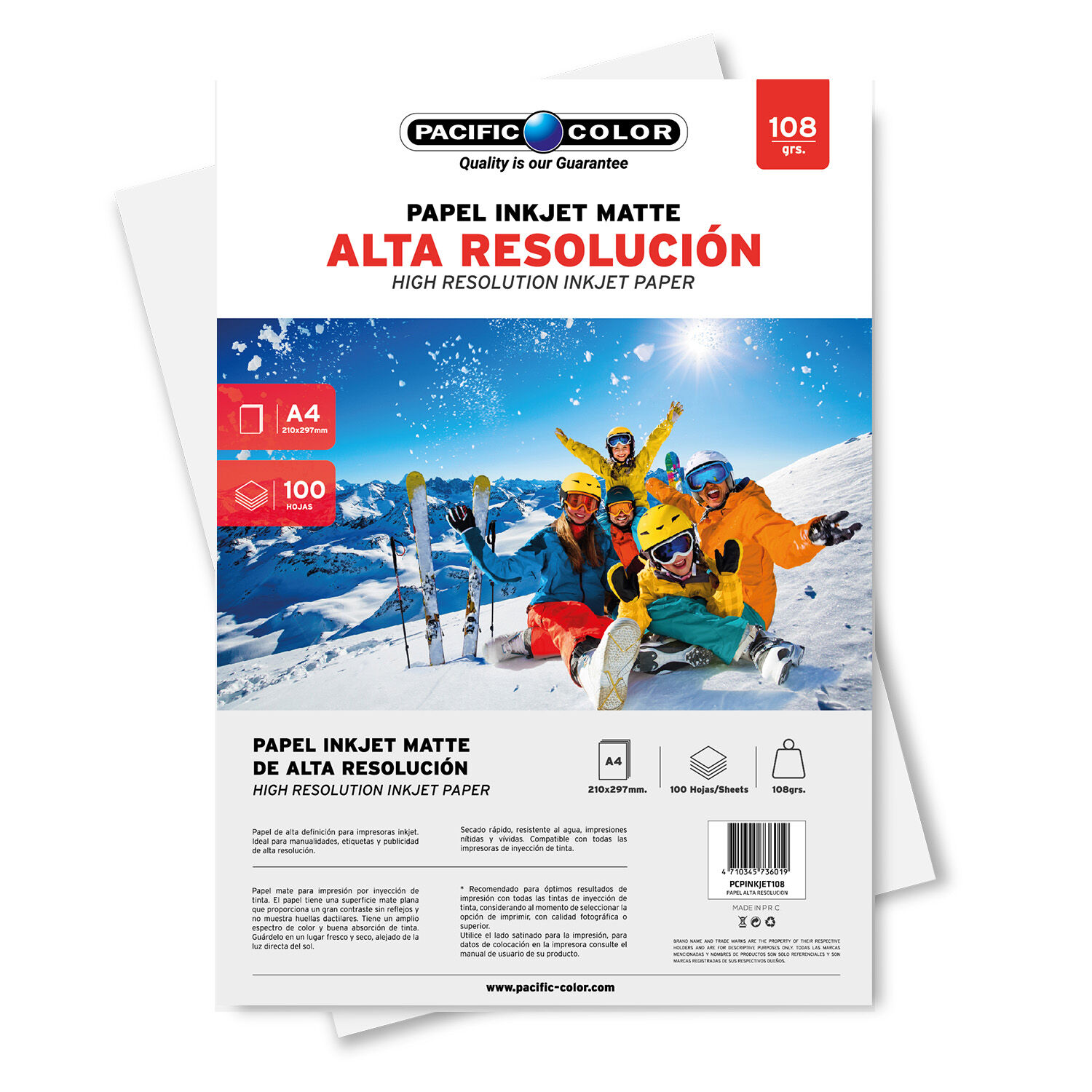 100 Hojas Papel Inkjet 108grs A4 - Ps image number 0.0