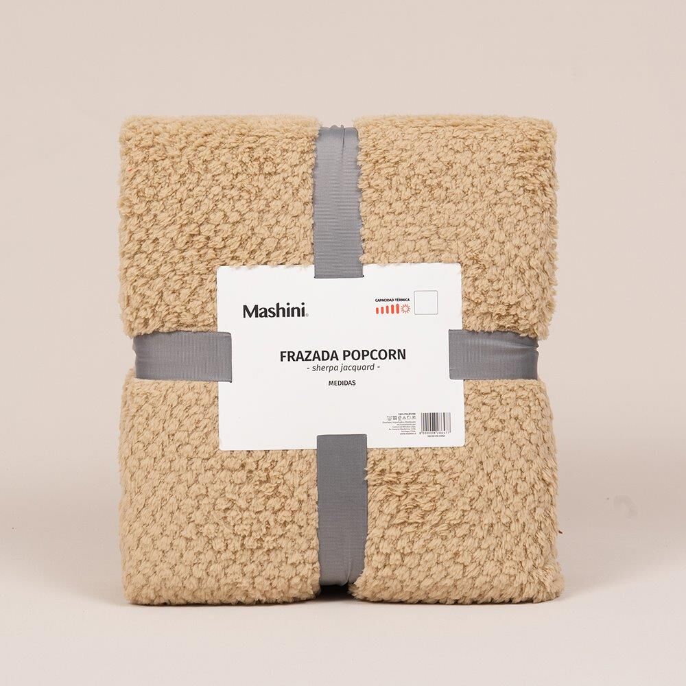 Frazada Popcorn 1.5 Plazas Beige image number 2.0