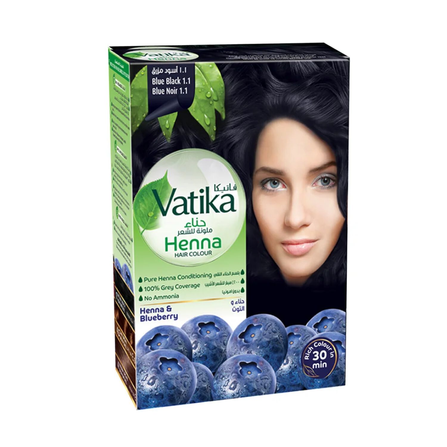Vatika Henna Negro Azulado 10 Gr 6 Sachets image number 0.0