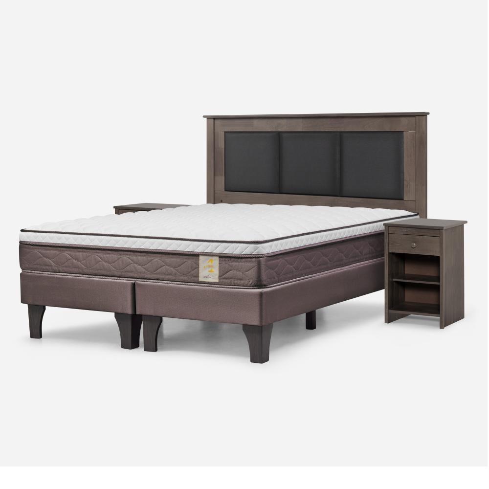 Cama Europea Rosen New Style 4 Plus / 2 Plazas / Base Dividida  + Set Maderas Rachel Gris image number 1.0