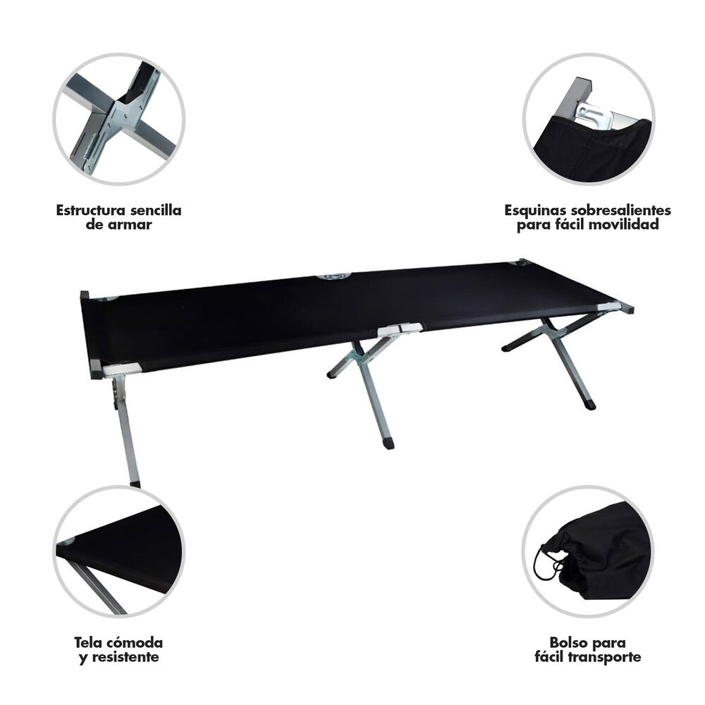 Cama Plegable 1 Persona Negro image number 3.0
