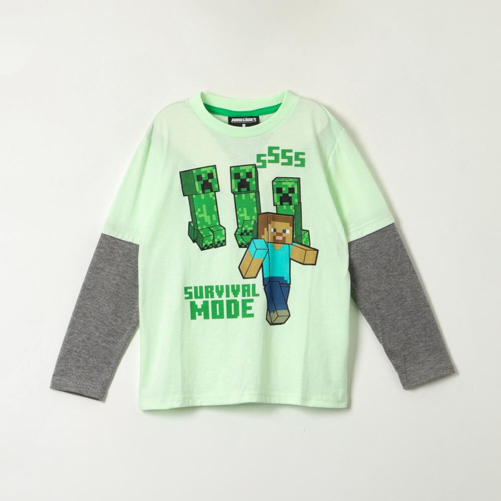 Polera Manga Larga Niño Doble Manga Minecraft image number 0.0