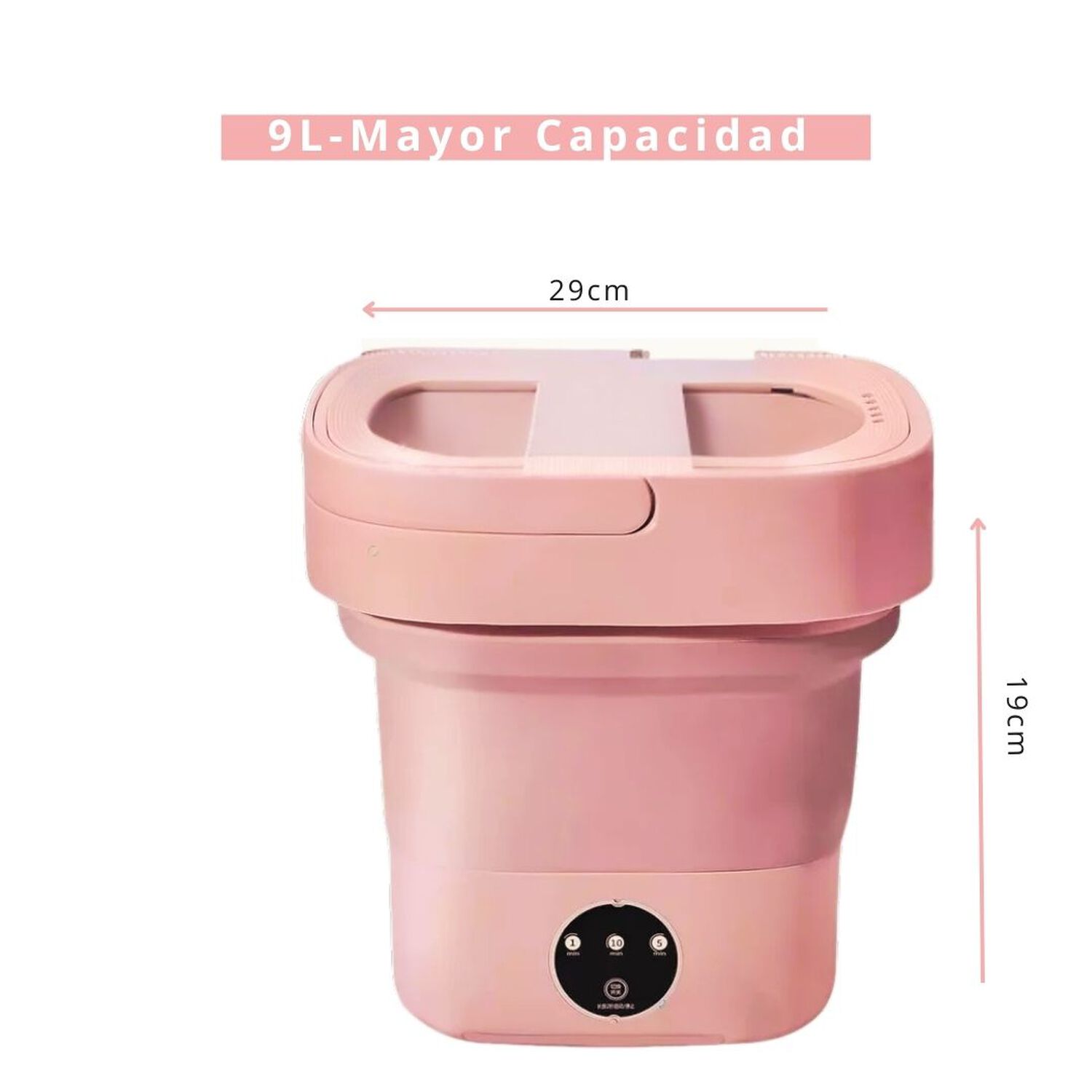 Mini Lavadora Port&aacute;til Plegable 9 Litros De Cubo Peque&ntilde;o Rosada image number 2.0