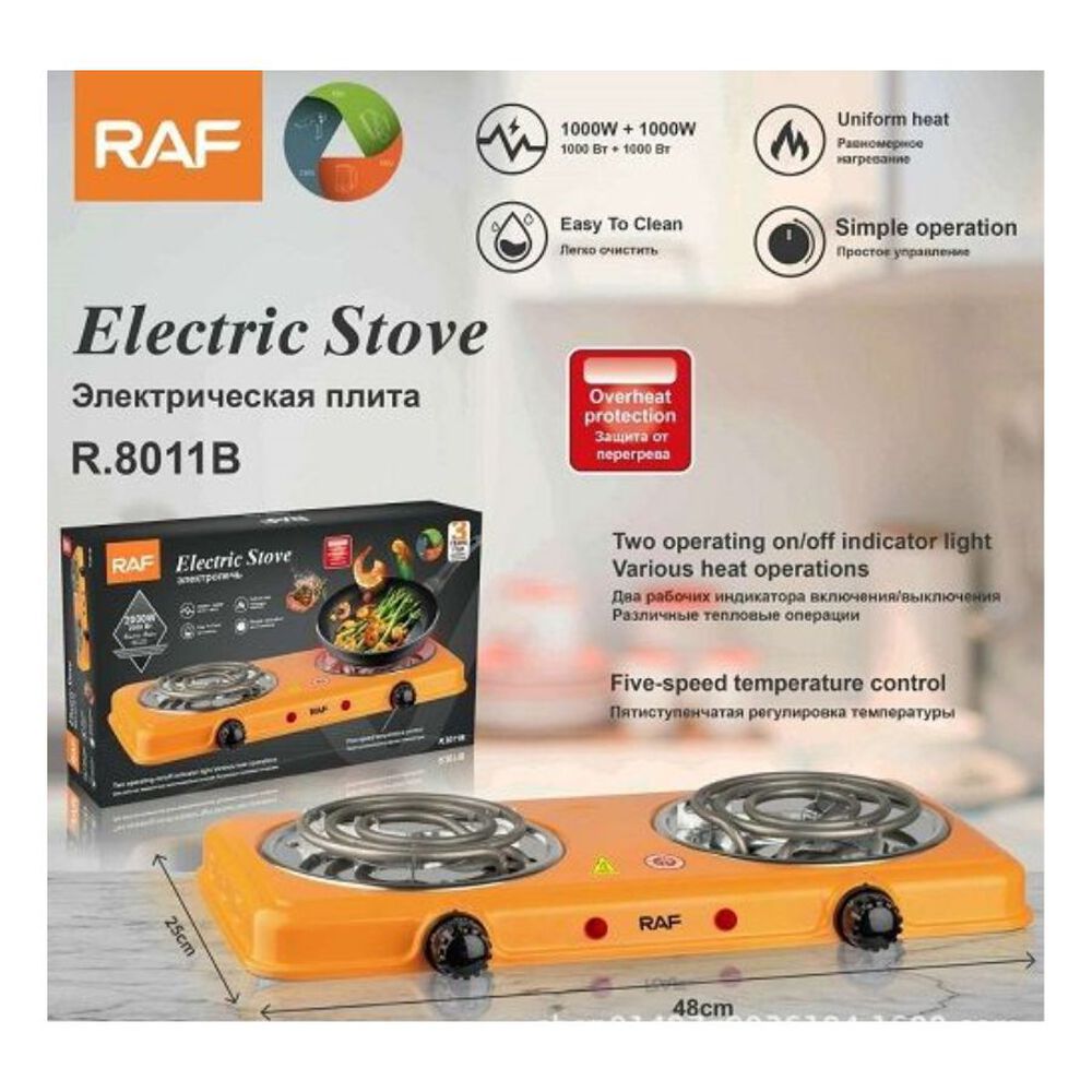 Cocina Eléctrica Portátil De 2 Platos 2000w Raf Naranja image number 4.0