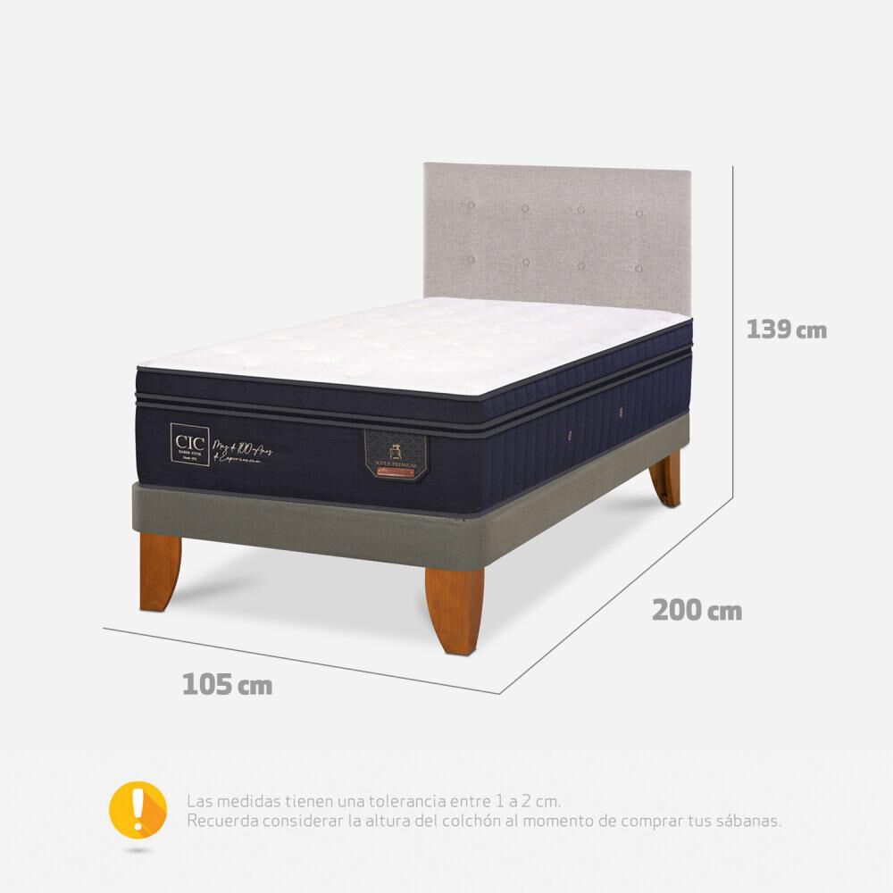 Cama Europea Cic Super Premium / 1.5 Plazas / Base Normal + Respaldo image number 3.0