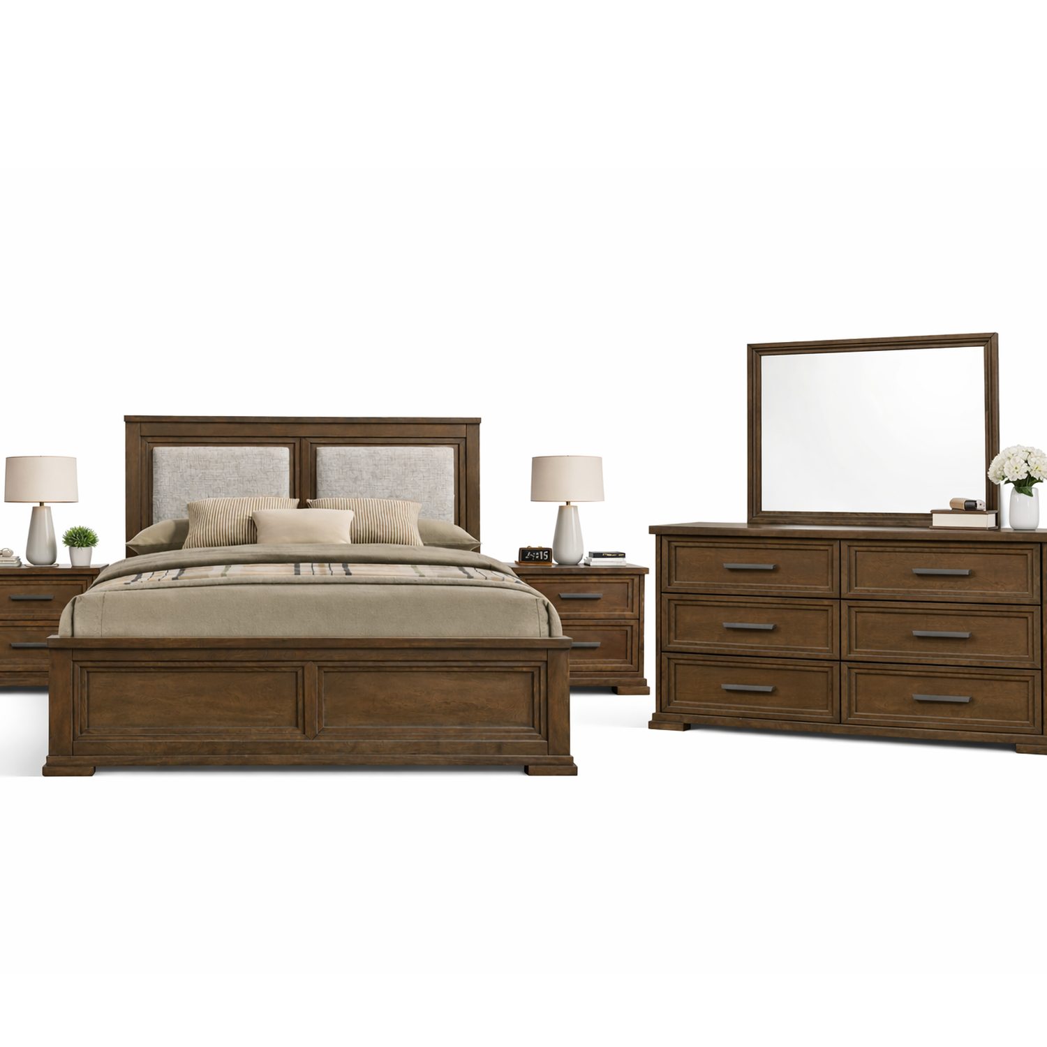 Cama Casaideal Austral /  2 Plaza + Respaldo + C&oacute;moda Espejo + 2 Velador image number 0.0