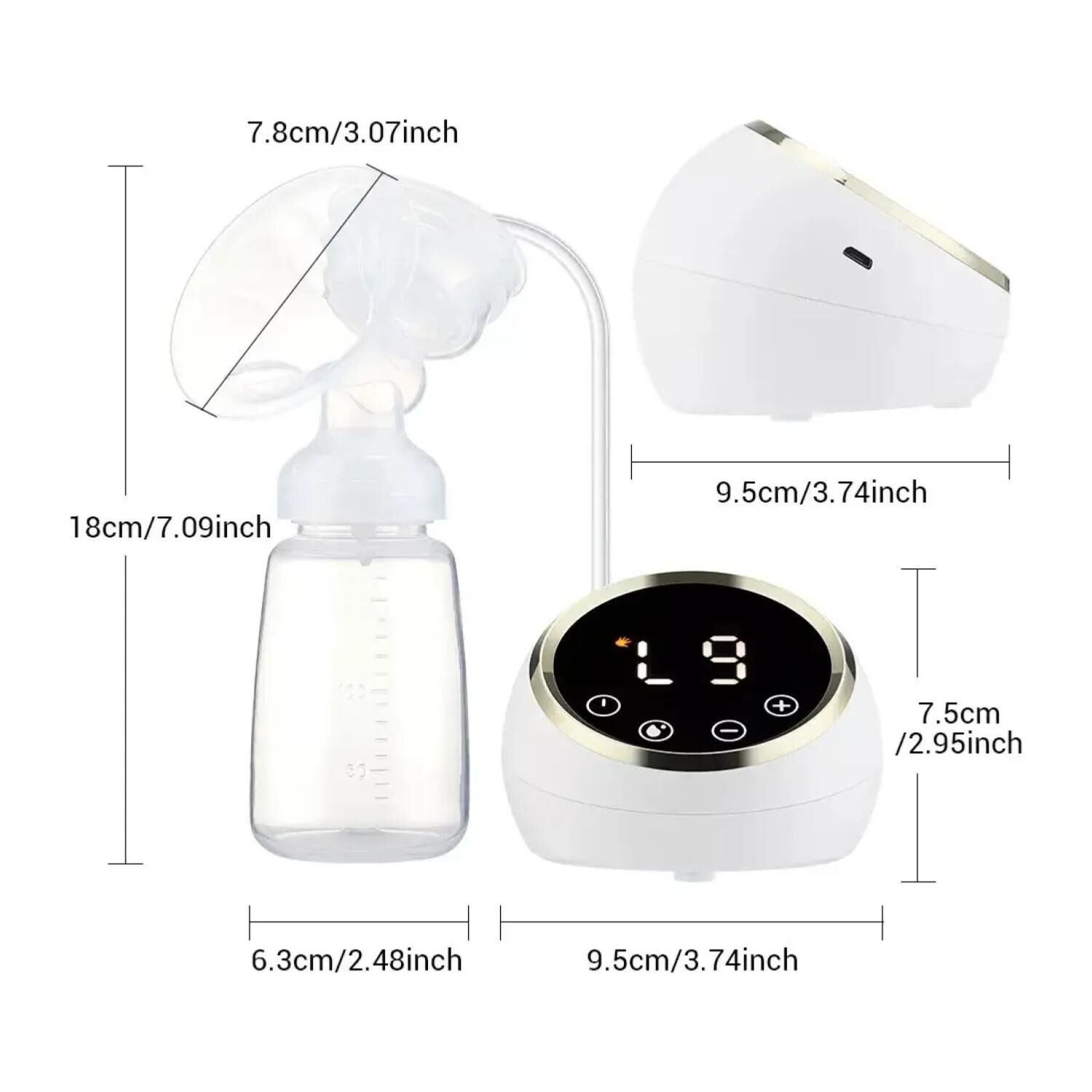 Extractor De Leche Doble Succion Electrico Usb Blanco Infantil image number 2.0