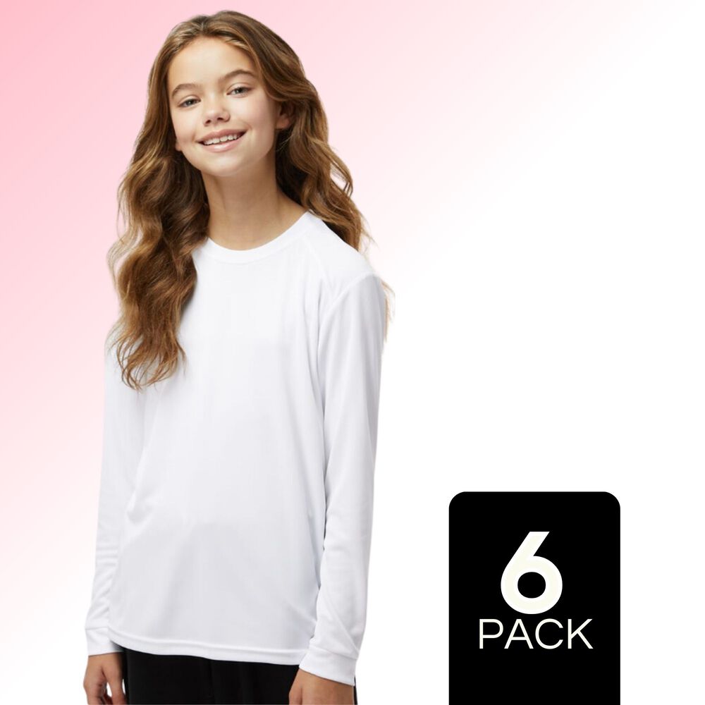 Pack 6 Camiseta Polera Polar De Ni&ntilde;a Blanco Primera Capa image number 0.0