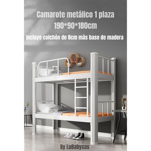 Camarote Met&aacute;lico 1 Plaza Con Colch&oacute;n 190x90x180cm By Lubabycas