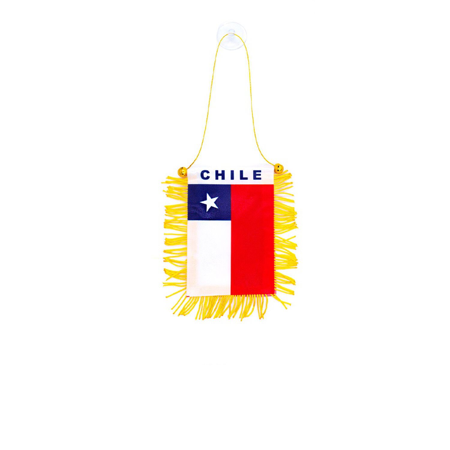 Bandera De Chile Con Flecos Para Auto Con Chupon Agarre image number 0.0