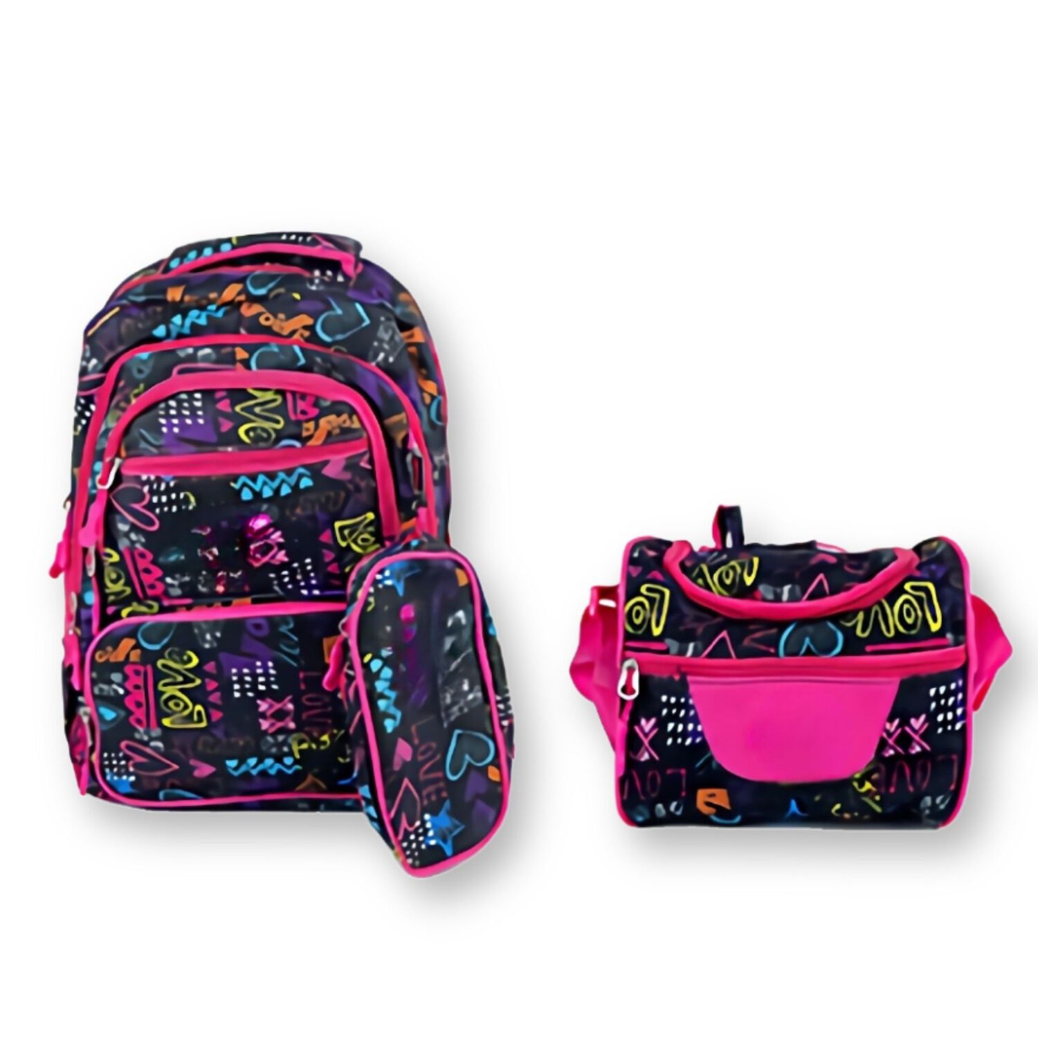 Pack Mochila Lonchera Estuche 45cm Juvenil Escolar Love image number 0.0