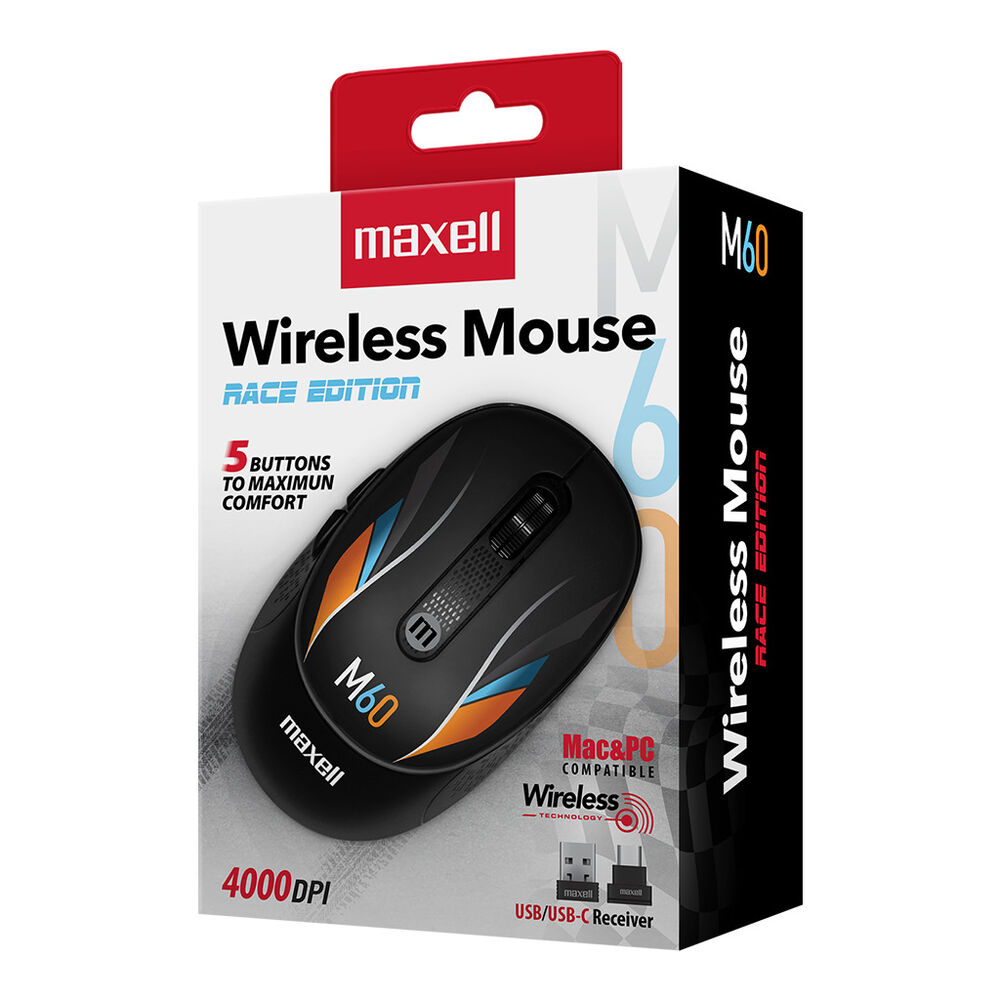 Mouse Inalámbrico Maxell Diseño Race 4000dpi Usb/usb-c M60 image number 2.0