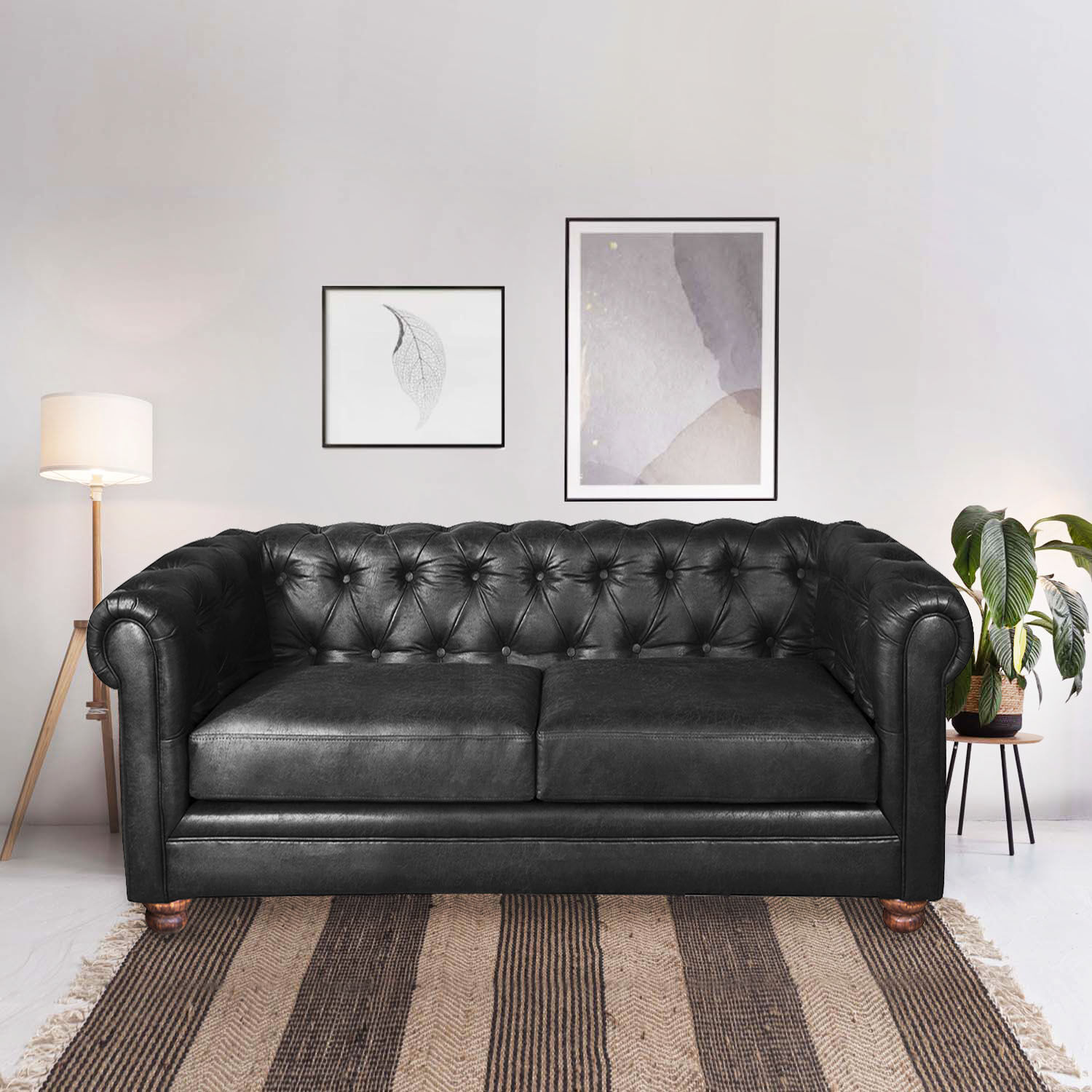 Sofa Florencia 2 Cuerpos Cuero Colorado Negro image number 0.0