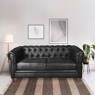 Sofa Florencia 2 Cuerpos Cuero Colorado Negro