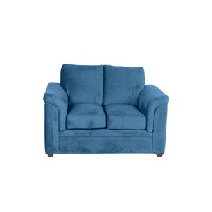 Sofa Ancona 2 Cuerpos Tela Velvet Azul Petroleo