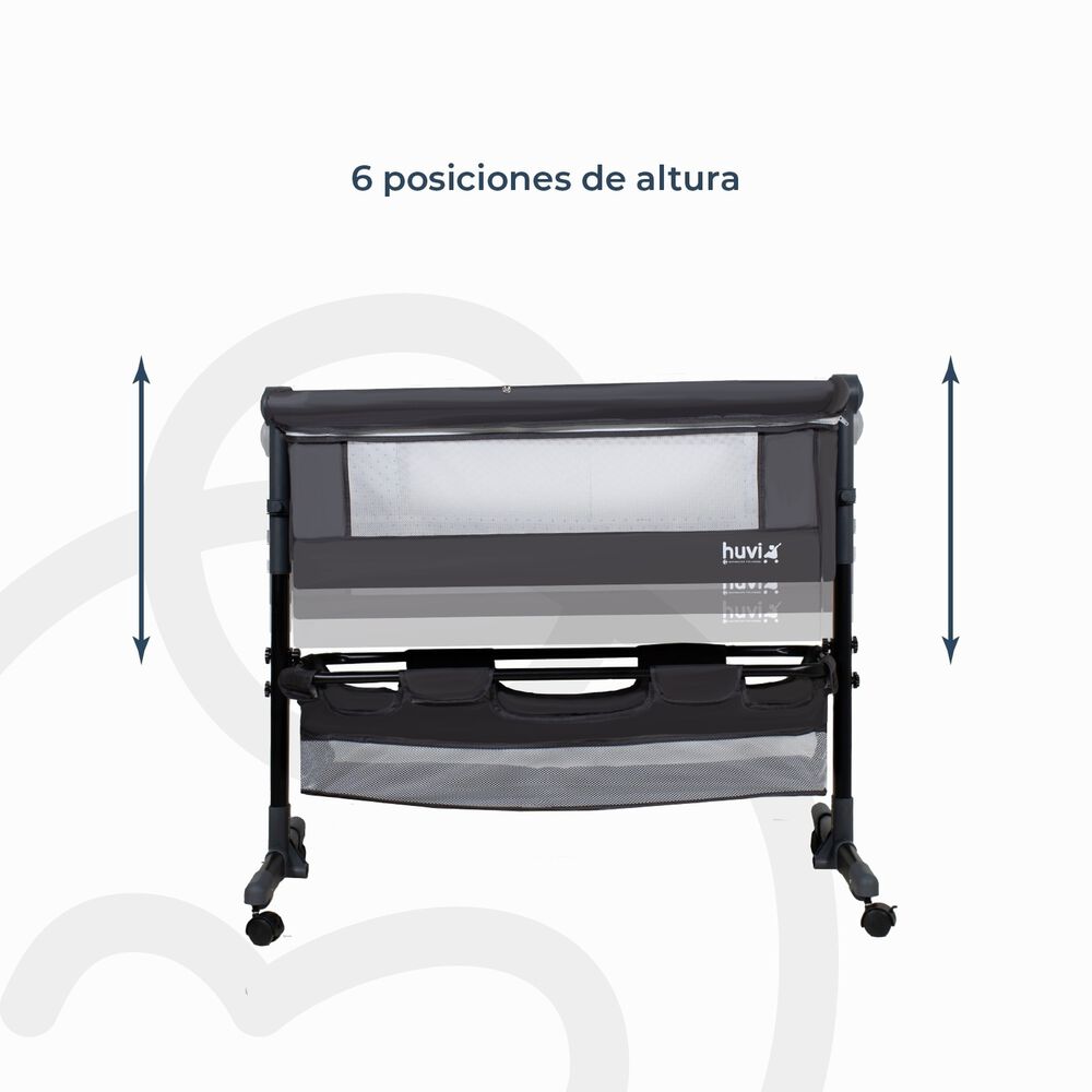 Cuna Colecho Cozy Con Colch&oacute;n Mosquitero Canasto Negro Huvi image number 4.0