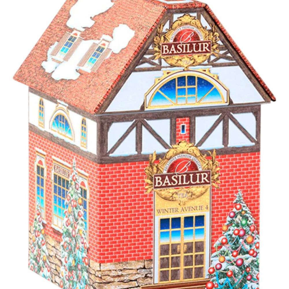 Lata T&eacute; Negro Winter Avenue 4 - Caramelo Vainilla - 20 Pir&aacute;mides - Basilur image number 1.0