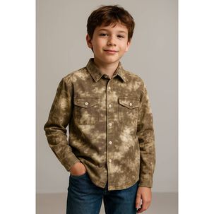 Camisa Tie-dye Infantil Caf&eacute; Jaspeada Manga Larga