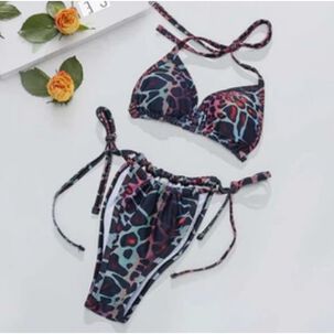 Traje Ba&ntilde;o Bikini Corte Alto Leopardo 3 Pzas Brasile&ntilde;o
