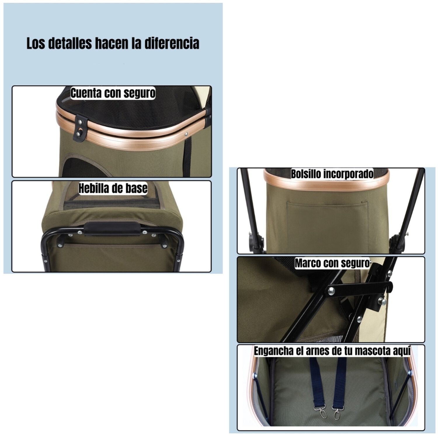 Cochecito Doble Para Mascotas Acura Verde By Lubabycas image number 6.0