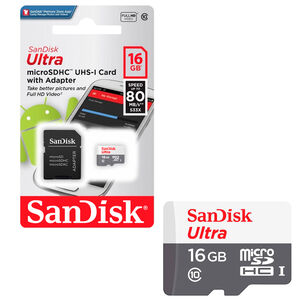 Tarjeta De Memoria Microsd Sandisk 16gb + Adaptador 80mb/s