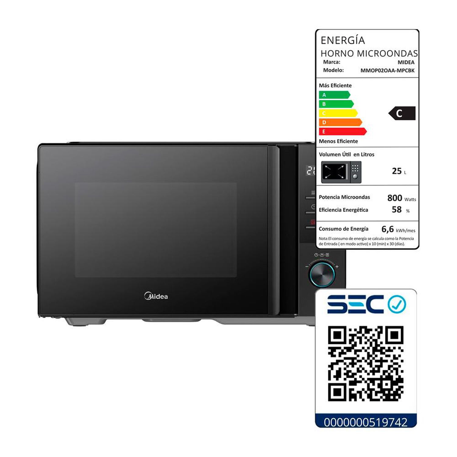 Microondas Midea MMOP02OAA-MPCBK / 25 Litros / 900W image number 7.0