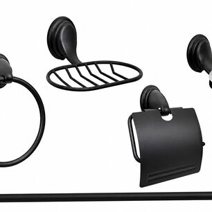 Kit Accesorios De Ba&ntilde;o 6 Piezas Modelo Notte Marca Taumm Color Negro