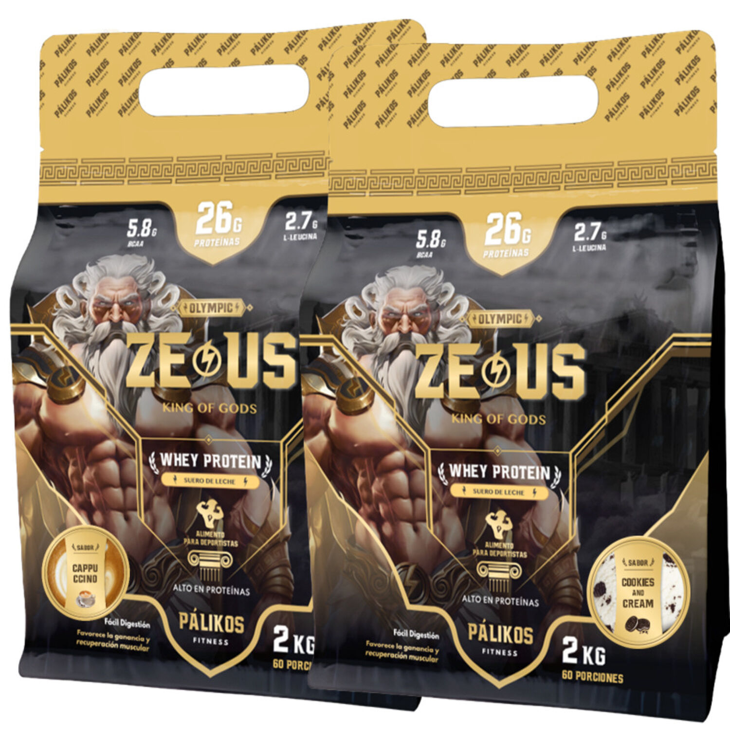 100% Whey Protein - 2 X Doypack De 2kg (cappuccino Y Cookies) image number 0.0