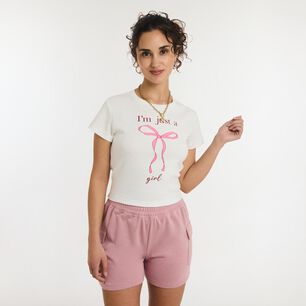 Polera Print Coquette Manga Corta Cuello Redondo Mujer Freedom