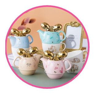 Juego De T&eacute; Tetera Cer&aacute;mica Individual Luxury Its A Girl