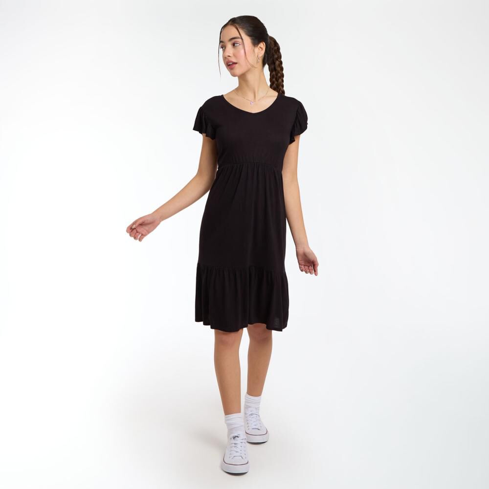 Vestido Manga Corta Con Vuelos Cuello Redondo Mujer Freedom image number 0.0