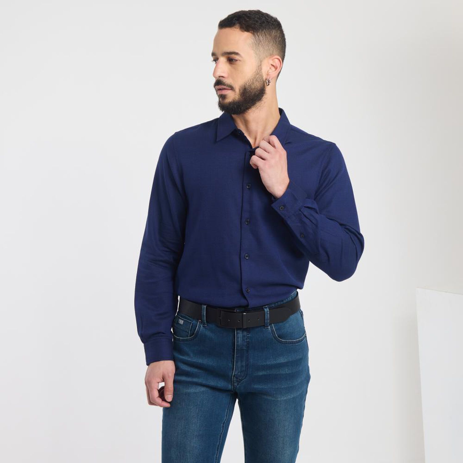 Camisa Slim Manga Larga Hombre Az Black image number 0.0