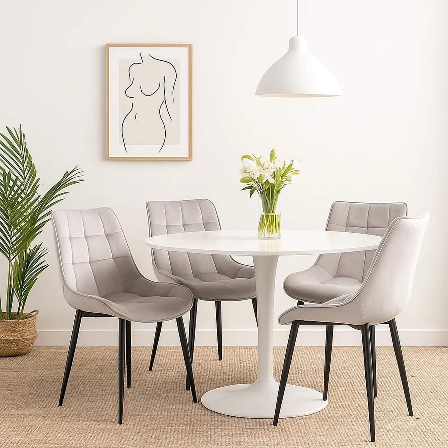 Pack De 4 Sillas De Comedor Macron Acolchada Terciopelo - Gris image number 2.0