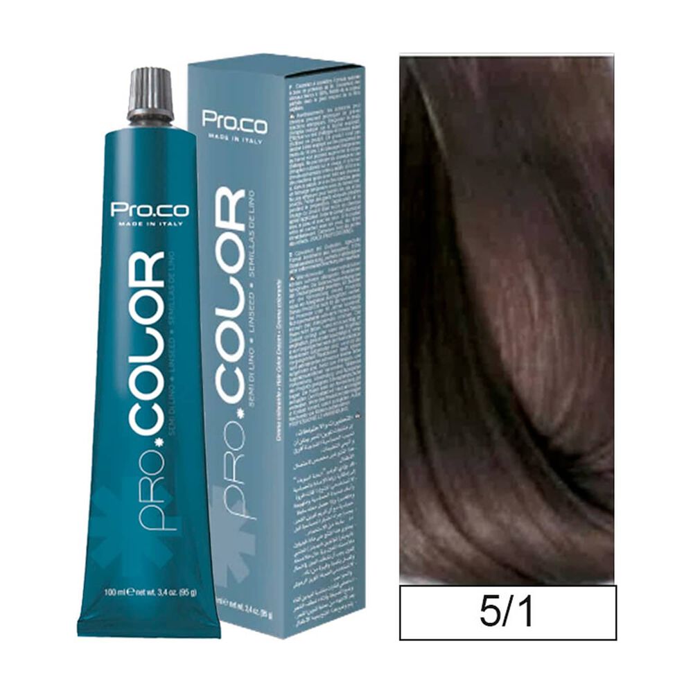 Pro.color - Tintura Permanente 5/1 Casta&ntilde;o Claro Ceniza 100ml + Oxidante image number 0.0