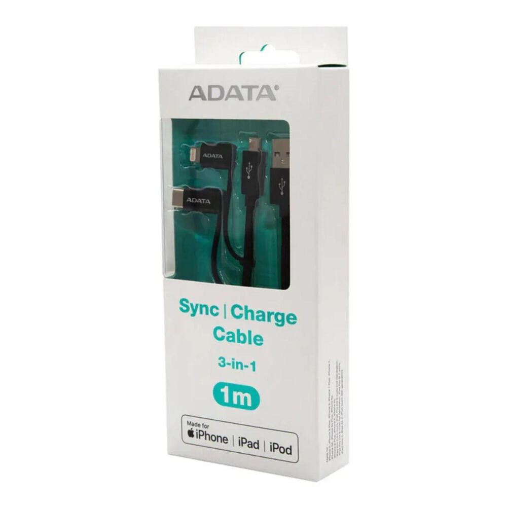 Cable De Carga 3 En 1 Usb Negro image number 3.0