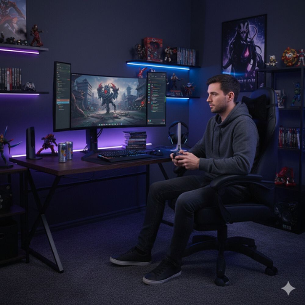 Silla Gamer Con Soporte Lumbar Reclinable 135 Y Reposapies image number 4.0