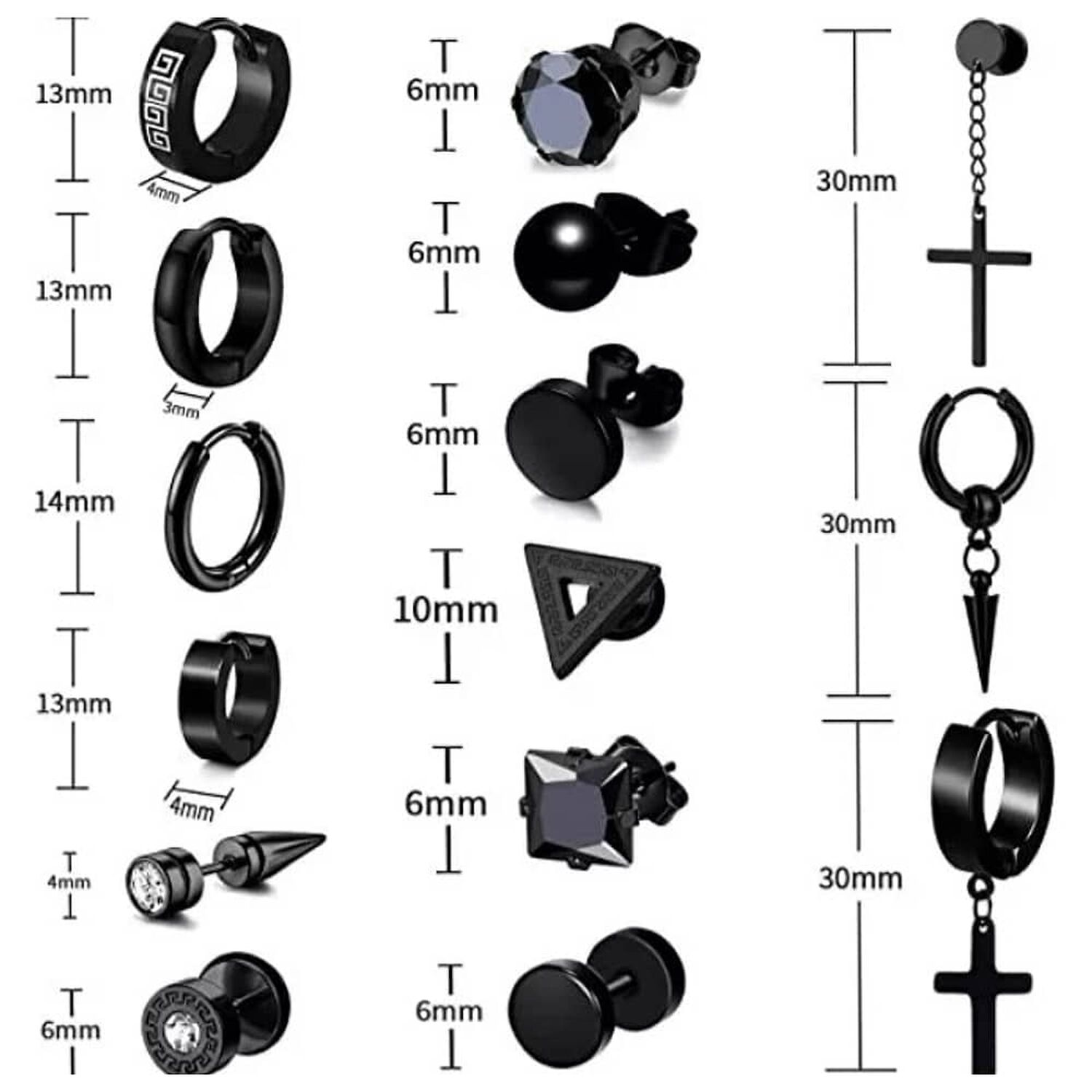 Pack 15 Pares Aretes Hombre Con Piercing, Arracadas Hombre image number 1.0
