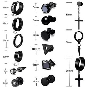 Pack 15 Pares Aretes Hombre Con Piercing, Arracadas Hombre